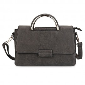 BRIEF FAUX LEATHER CONVERTIBLE TOTE BAG FOR WOMEN (DEEP GRAY)