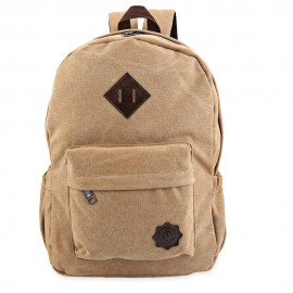 FASHION RETRO BACKPACK RUCKSACK LAPTOP SHOULDER TRAVEL CAMPING BAG (KHAKI)