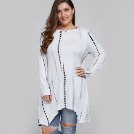PLUS SIZE ASYMMETRICAL CUT OUT BLOUSE (WHITE, XL/2XL/3XL/4XL/5XL)