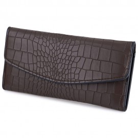 CROCODILE PATTERN LONG WALLET (COFFEE)