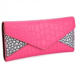 CROCODILE PATTERN WALLET FOR WOMEN WITH MINI BAG (ROSE RED)