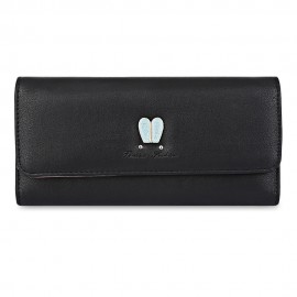 RABBIT EAR PATTERN SUCTION BUTTON DESIGN MULTICARD BIT WRIST CLUTCH CARD HOLDER WALLET (BL