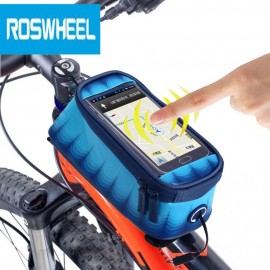 ROSWHEEL 4.8 INCH TOUCH SCREEN BICYCLE FRONT TUBE PHONE BAG HOLDER HANDLEBAR POUCH (DEEP B