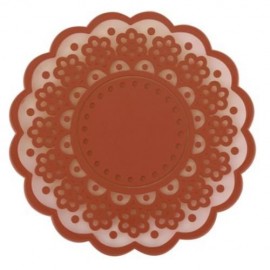 SILICONE LACE FLOWER CUP COASTER PAD NONSLIP CUSHION PLACEMENT (COFFEE)