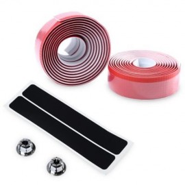LIGHTWEIGHT HANDLEBAR TAPE WITH BAR PLUG CARBON FIBER BELT STRAP (RED)