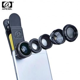 APEXEL APL - DG5 5 IN 1 CAMERA PHONE LENS KIT 198 DEGREE FISHEYE 0.65X WIDE ANGLE 15X MACR