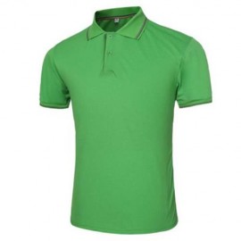 MALE SOLID COLOR TURN-DOWN COLLAR SHORT SLEEVE POLO SHIRT (GREEN)