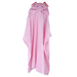 FLANNEL BABY BATH TOWEL CARTOON STYLE CLOAK (PINK)