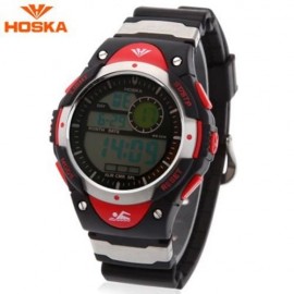 HOSKA H013B CHILDREN LED DIGITAL WATCH DATE DAY ALARM DISPLAY 5ATM SPORTS WRISTWATCH (RED)