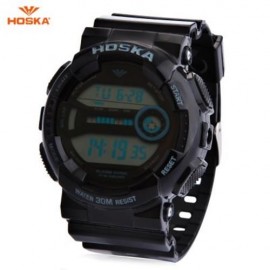 HOSKA H015B DIGITAL CHILDREN SPORT WATCH 3ATM STOPWATCH ALARM DATE DAY LED WRISTWATCH (BLA