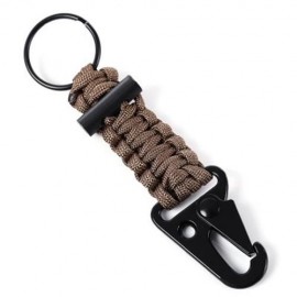 KEY HOOK WEBBING BUCKLE HANGING BELT CARABINER WITH FIRESTONE (LIGHT KHAKI)