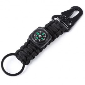 OLECRANON SHAPE KEY HOOK WEBBING BUCKLE HANGING BELT CARABINER WITH COMPASS (BLACK)