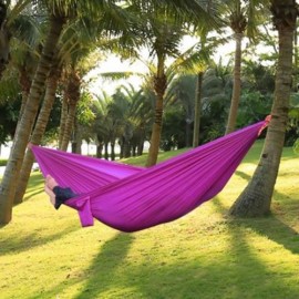 ONE PERSON ASSORTED COLOR PARACHUTE NYLON FABRIC HAMMOCK WITH STRONG ROPE (PURPLE)