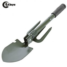CLEYE OUTDOOR ENTRENCHING FOLDING TOOL MILITARY SPADE TROWEL RAKE SHOVEL (GREEN)