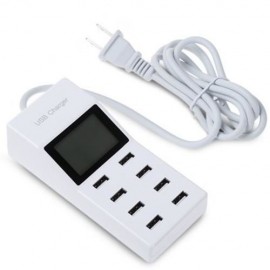 USB POWER ADAPTER 8 CHARGING PORTS FOR MOBILE PHONE TABLET (WHITE)