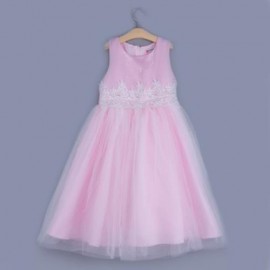 CUTE SOLID COLOR GIRLS LACE PRINCESS DRESS FOR PERFORM (PINK)
