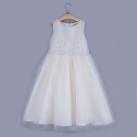 CUTE SOLID COLOR GIRLS LACE PRINCESS DRESS FOR PERFORM (APRICOT)