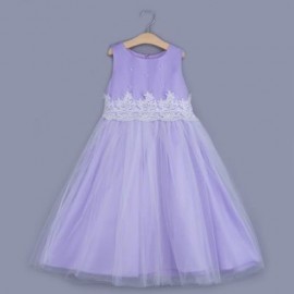 CUTE SOLID COLOR GIRLS LACE PRINCESS DRESS FOR PERFORM (PURPLE)