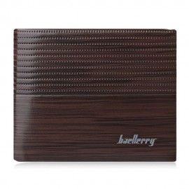 STRIPE PATTERN LETTER EMBELLISHMENT OPEN HORIZONTAL WALLET FOR MEN (LIGHT COFFEE)