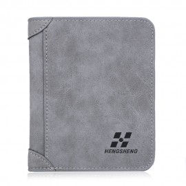 SOLID COLOR LETTER EMBELLISHMENT DULL POLISH OPEN HORIZONTAL WALLET FOR MEN (GRAY, HORIZON