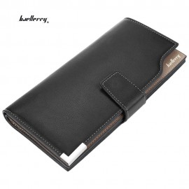 MEN SOFT PU LEATHER SNAP FASTENER CLUTCH WALLET