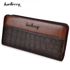 MEN CROCODILE PATCHWORK ZIPPER CLUTCH WALLET