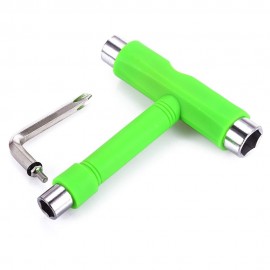SKATEBOARD TOOL ALL IN ONE SCREWDRIVER SOCKET MULTIFUNCTION SKATE T-TOOL (GREEN)
