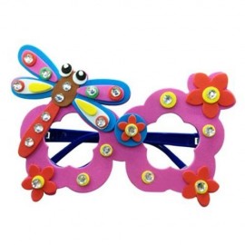 CHILDREN CARTOON STEREOSCOPIC GLASSES HANDMADE STICKUP EDUCATIONAL TOY (ROSE RED)