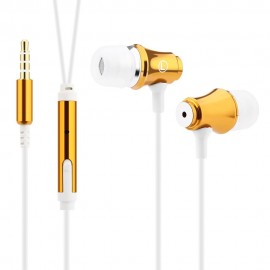 3.5MM PLUG SUPER BASS MUSIC IN-EAR STEREO DRIVE-BY-WIRE EARPHONES HEADPHONES (GOLDEN)