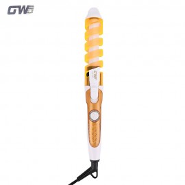 TRAVEL USEFUL SALON SPIRAL CERAMIC CURLING IRON HAIR CURLER (YELLOW)