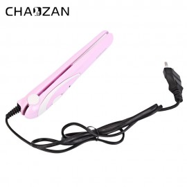 MINI CUTE HAIR STRAIGHTENER CRIMPER CURLER LADIES ENAMELED PERM SPLINT (PINK)