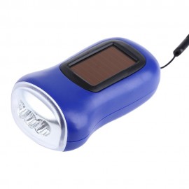 PORTABLE HAND CRANK SOLAR PANEL LED FLASHLIGHT (BLUE)