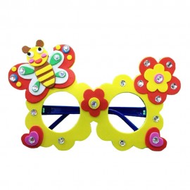CHILDREN CARTOON STEREOSCOPIC GLASSES HANDMADE STICKUP EDUCATIONAL TOY (YELLOW, BUTTERFLY)
