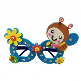 CHILDREN CARTOON STEREOSCOPIC GLASSES HANDMADE STICKUP EDUCATIONAL TOY (BLUE, BEE)