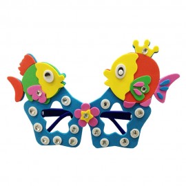 CHILDREN CARTOON STEREOSCOPIC GLASSES HANDMADE STICKUP EDUCATIONAL TOY (BLUE, FISH)