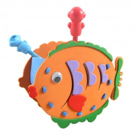 KID STEREOSCOPIC STICKER PEN CONTAINER HANDMADE STICKUP EDUCATIONAL TOY (ORANGE, FISH)