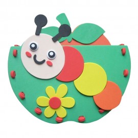 KID STEREOSCOPIC STICKER PEN CONTAINER HANDMADE STICKUP EDUCATIONAL TOY (GREEN, CATERPILLA