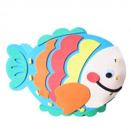 KID STEREOSCOPIC STICKER PEN CONTAINER HANDMADE STICKUP EDUCATIONAL TOY (BLUE, FISH)