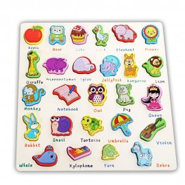 MUMAMA WOODEN BUILDING BLOCK ANIMAL LETTER PUZZLE TOY EARLY EDUCATIONAL GADGET (MULTICOLOR