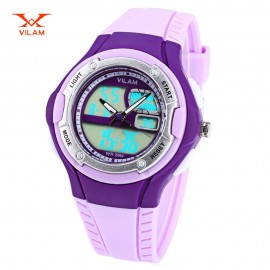 VILAM 14013S DUAL MOVT DIGITAL QUARTZ SPORTS WATCH CHRONOGRAPH DISPLAY (PURPLE)