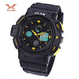 VILAM 12302 DUAL MOVT DIGITAL QUARTZ SPORTS WATCH CHRONOGRAPH DISPLAY (YELLOW)
