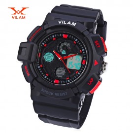 VILAM 12302 DUAL MOVT DIGITAL QUARTZ SPORTS WATCH CHRONOGRAPH DISPLAY (RED)