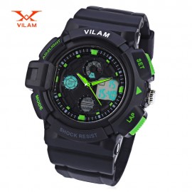 VILAM 12302 DUAL MOVT DIGITAL QUARTZ SPORTS WATCH CHRONOGRAPH DISPLAY (GREEN)