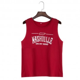 CASUAL SLEEVELESS LETTER PRINT TANK TOP