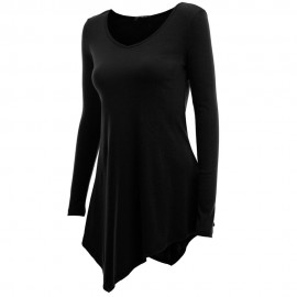 TRENDY SWEETHEART COLLAR IRREGULAR T-SHIRT (BLACK, SIZE S/M/L/XL)