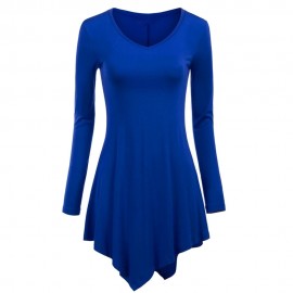 TRENDY SWEETHEART COLLAR IRREGULAR T-SHIRT (NAVY BLUE, SIZE S/M/L/XL)