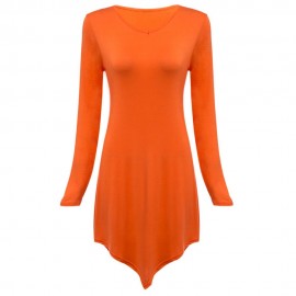 TRENDY SWEETHEART COLLAR IRREGULAR T-SHIRT (ORANGE, SIZE S/M/L/XL)