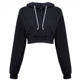 CASUAL SHORT HOODED PURE COLOR HOODIE (BLACK, SIZE S/M/L/XL)