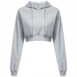 CASUAL SHORT HOODED PURE COLOR HOODIE (LIGHT GRAY, SIZE S/M/L/XL)