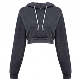 CASUAL SHORT HOODED PURE COLOR HOODIE (GRAY, SIZE S/M/L/XL)